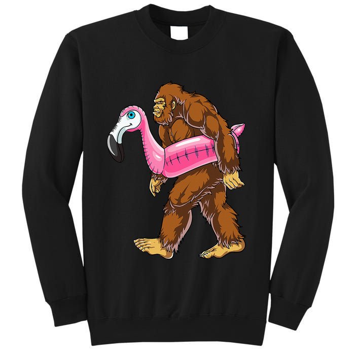 Pool Party Bigfoot Flamingo Wo Sasquatch Pink Float Sweatshirt
