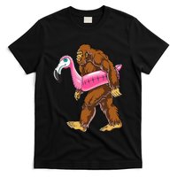 Pool Party Bigfoot Flamingo Wo Sasquatch Pink Float T-Shirt