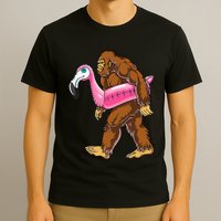 Pool Party Bigfoot Flamingo Wo Sasquatch Pink Float T-Shirt