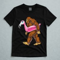 Pool Party Bigfoot Flamingo Wo Sasquatch Pink Float T-Shirt