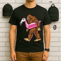 Pool Party Bigfoot Flamingo Wo Sasquatch Pink Float T-Shirt