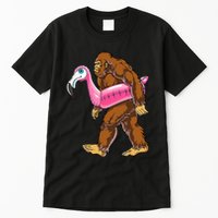 Pool Party Bigfoot Flamingo Wo Sasquatch Pink Float Tall T-Shirt