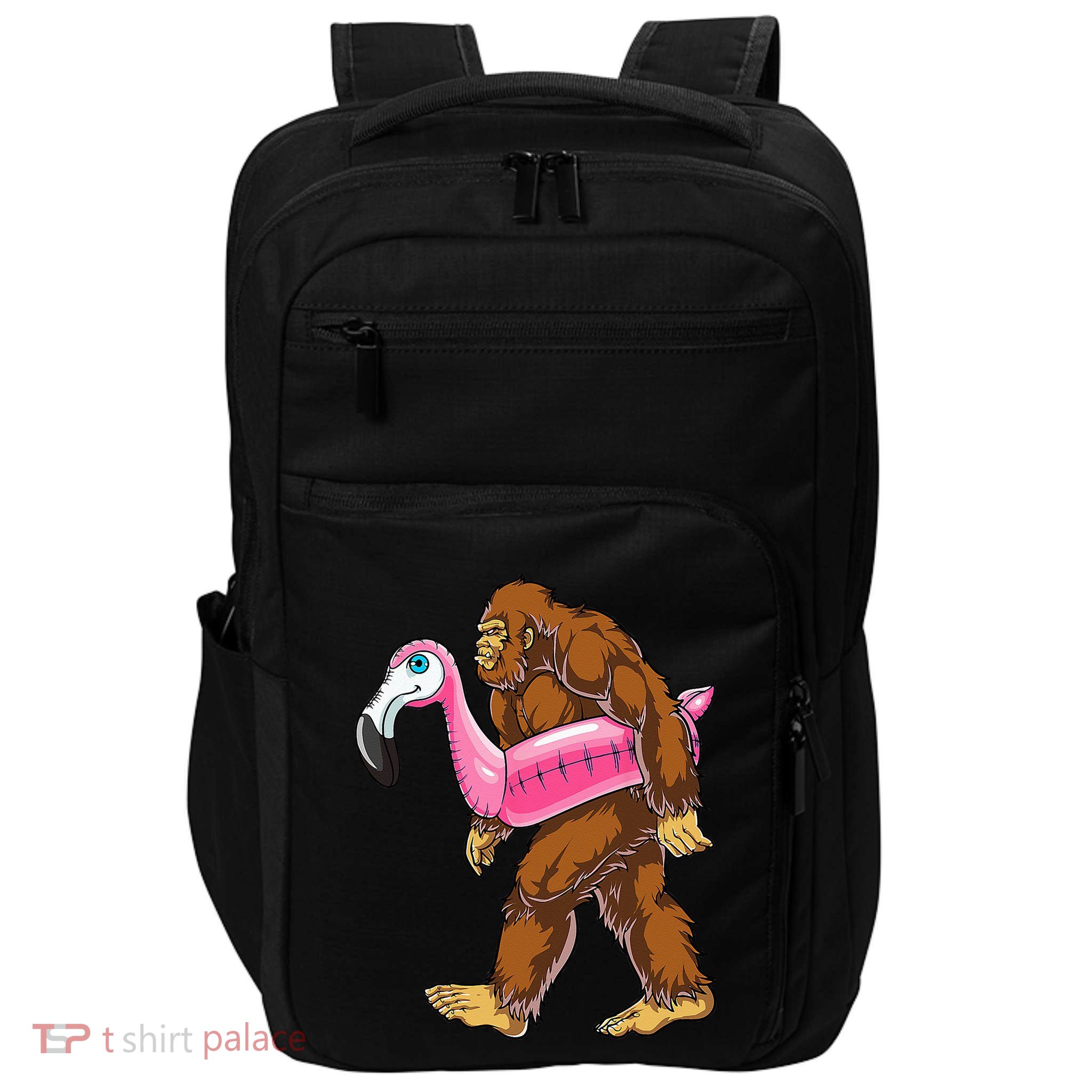 Pool Party Bigfoot Flamingo Wo Sasquatch Pink Float Impact Tech Backpack