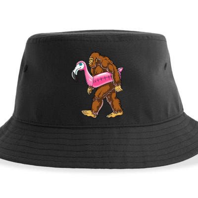 Pool Party Bigfoot Flamingo Wo Sasquatch Pink Float Sustainable Bucket Hat