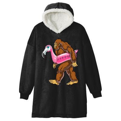 Pool Party Bigfoot Flamingo Wo Sasquatch Pink Float Hooded Wearable Blanket