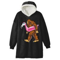 Pool Party Bigfoot Flamingo Wo Sasquatch Pink Float Hooded Wearable Blanket