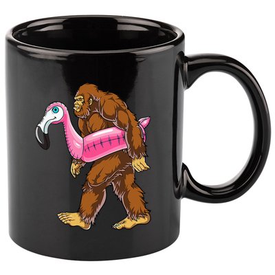 Pool Party Bigfoot Flamingo Wo Sasquatch Pink Float 11oz C Handle Ceramic Mug