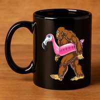 Pool Party Bigfoot Flamingo Wo Sasquatch Pink Float 11oz C Handle Ceramic Mug