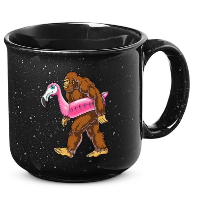 Pool Party Bigfoot Flamingo Wo Sasquatch Pink Float 15oz Campfire Ceramic Mug