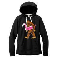 Pool Party Bigfoot Flamingo Wo Sasquatch Pink Float Women's Fleece Hoodie