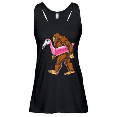 Pool Party Bigfoot Flamingo Wo Sasquatch Pink Float Ladies Essential Flowy Tank