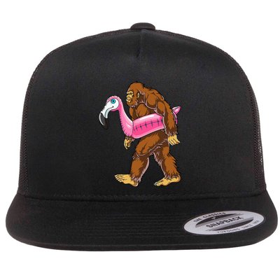Pool Party Bigfoot Flamingo Wo Sasquatch Pink Float Flatbill Hat