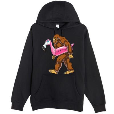 Pool Party Bigfoot Flamingo Wo Sasquatch Pink Float Premium Pullover Hoodie