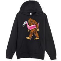 Pool Party Bigfoot Flamingo Wo Sasquatch Pink Float Premium Pullover Hoodie