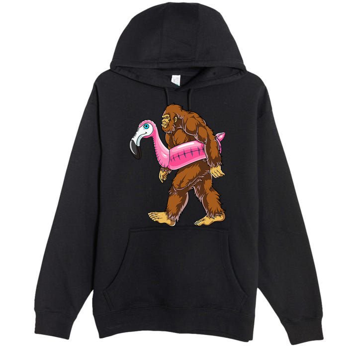 Pool Party Bigfoot Flamingo Wo Sasquatch Pink Float Premium Pullover Hoodie