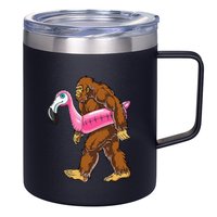 Pool Party Bigfoot Flamingo Wo Sasquatch Pink Float 12oz Stainless Steel Coffee Mug