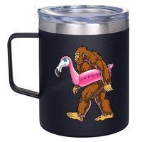 Pool Party Bigfoot Flamingo Wo Sasquatch Pink Float 12oz Stainless Steel Coffee Mug