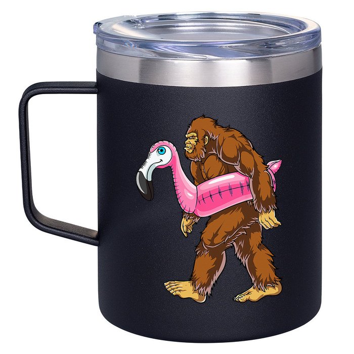 Pool Party Bigfoot Flamingo Wo Sasquatch Pink Float 12oz Stainless Steel Coffee Mug