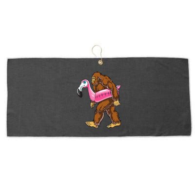Pool Party Bigfoot Flamingo Wo Sasquatch Pink Float Large Microfiber Waffle Golf Towel