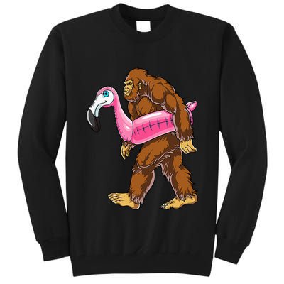 Pool Party Bigfoot Flamingo Wo Sasquatch Pink Float Tall Sweatshirt