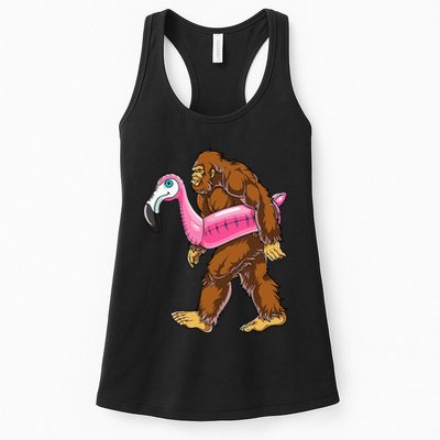Pool Party Bigfoot Flamingo Wo Sasquatch Pink Float Womens Tank Top