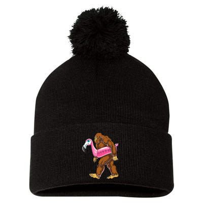 Pool Party Bigfoot Flamingo Wo Sasquatch Pink Float Pom Pom 12in Knit Beanie