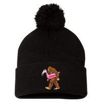 Pool Party Bigfoot Flamingo Wo Sasquatch Pink Float Pom Pom 12in Knit Beanie