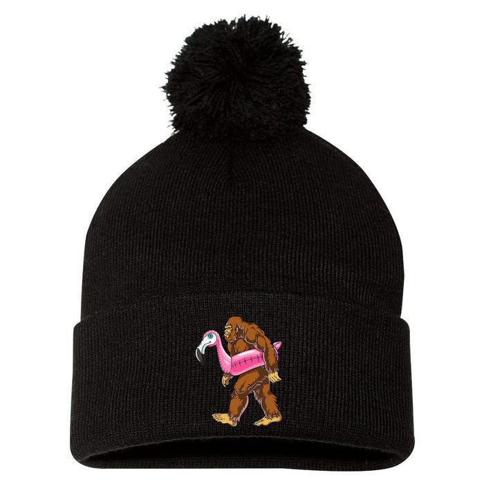Pool Party Bigfoot Flamingo Wo Sasquatch Pink Float Pom Pom 12in Knit Beanie