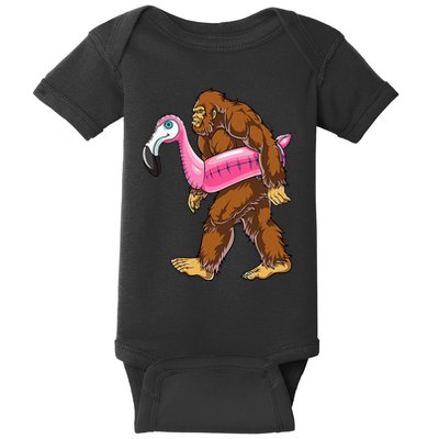 Pool Party Bigfoot Flamingo Wo Sasquatch Pink Float Baby Bodysuit
