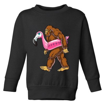 Pool Party Bigfoot Flamingo Wo Sasquatch Pink Float Toddler Sweatshirt