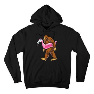 Pool Party Bigfoot Flamingo Wo Sasquatch Pink Float Tall Hoodie
