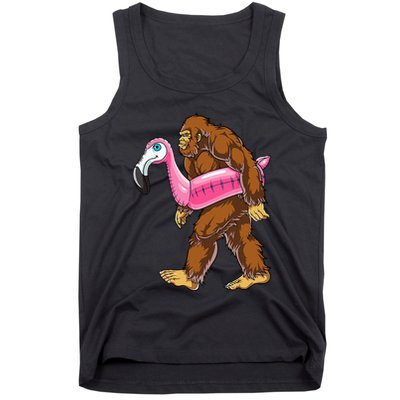 Pool Party Bigfoot Flamingo Wo Sasquatch Pink Float Tank Top