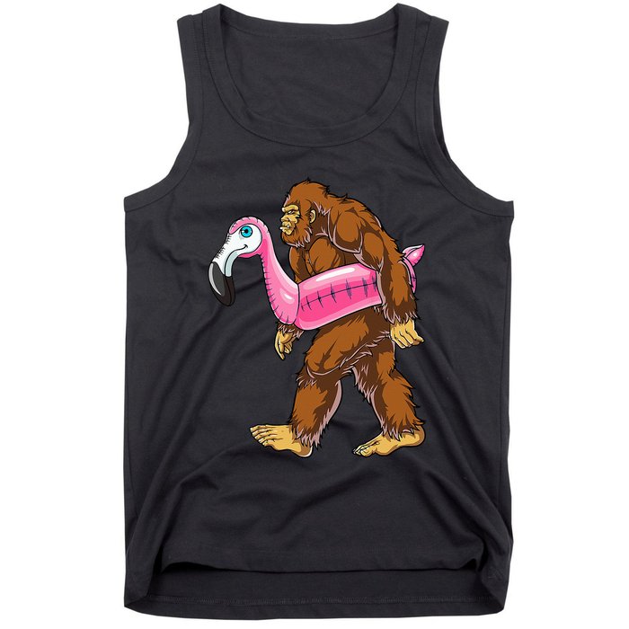 Pool Party Bigfoot Flamingo Wo Sasquatch Pink Float Tank Top