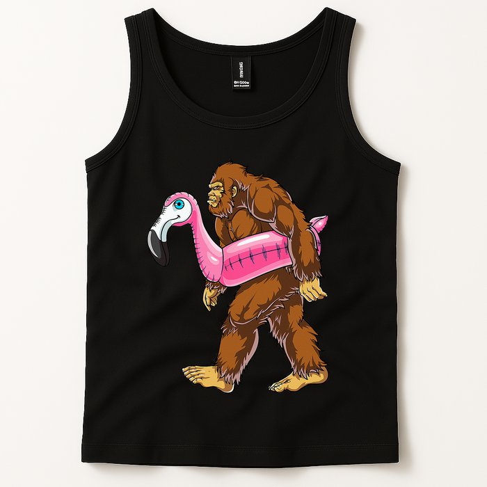 Pool Party Bigfoot Flamingo Wo Sasquatch Pink Float Tank Top