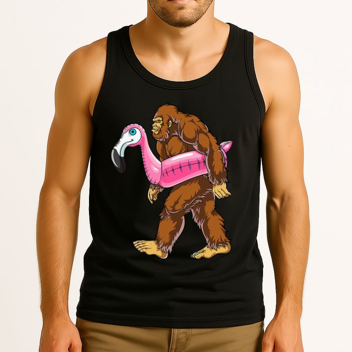 Pool Party Bigfoot Flamingo Wo Sasquatch Pink Float Tank Top