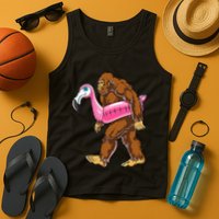 Pool Party Bigfoot Flamingo Wo Sasquatch Pink Float Tank Top