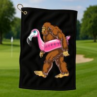 Pool Party Bigfoot Flamingo Wo Sasquatch Pink Float Golf Towel