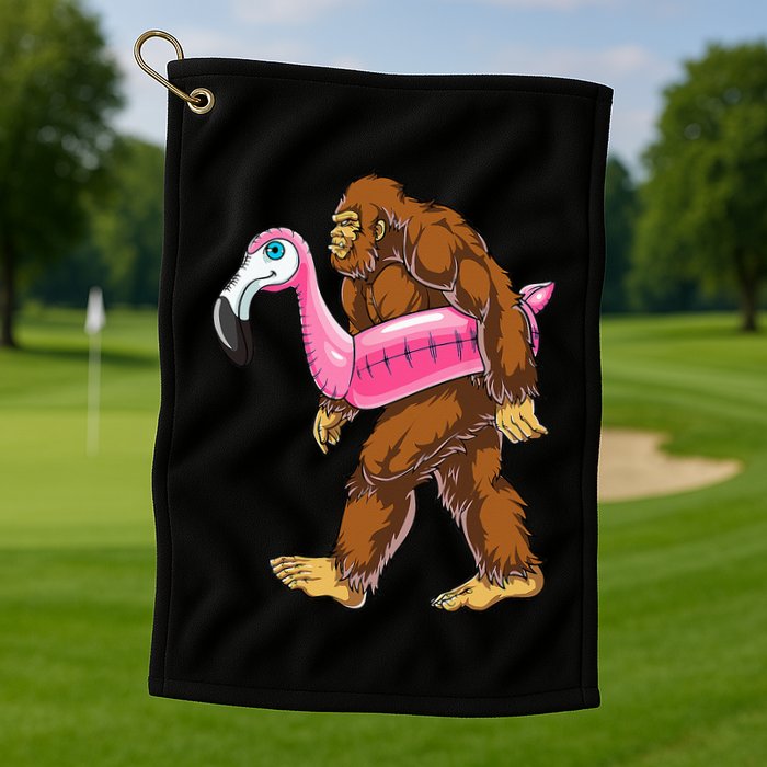Pool Party Bigfoot Flamingo Wo Sasquatch Pink Float Golf Towel