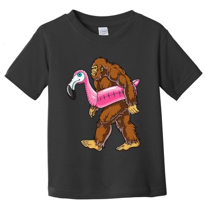 Pool Party Bigfoot Flamingo Wo Sasquatch Pink Float Toddler T-Shirt