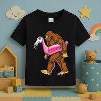 Pool Party Bigfoot Flamingo Wo Sasquatch Pink Float Toddler T-Shirt