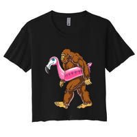 Pool Party Bigfoot Flamingo Wo Sasquatch Pink Float Crop Top