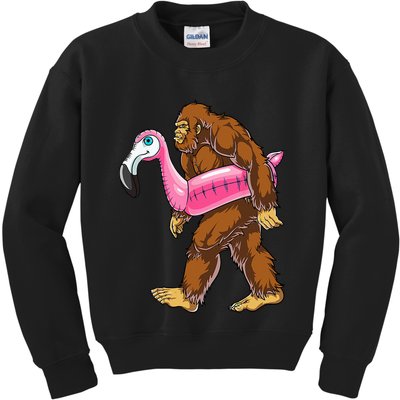 Pool Party Bigfoot Flamingo Wo Sasquatch Pink Float Kids Sweatshirt