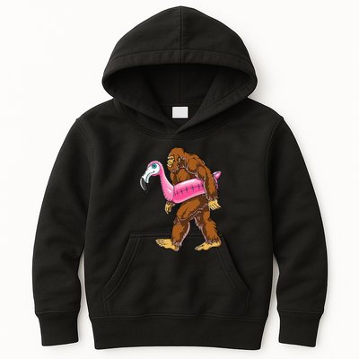 Pool Party Bigfoot Flamingo Wo Sasquatch Pink Float Kids Hoodie