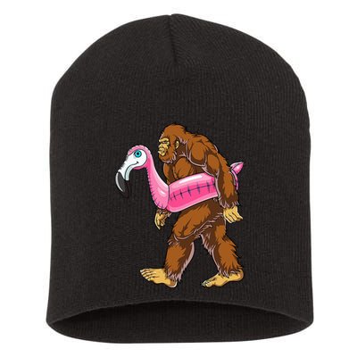 Pool Party Bigfoot Flamingo Wo Sasquatch Pink Float Short Acrylic Beanie