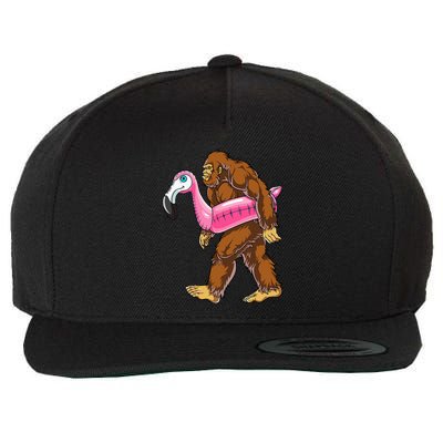 Pool Party Bigfoot Flamingo Wo Sasquatch Pink Float Wool Snapback Cap
