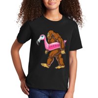 Pool Party Bigfoot Flamingo Wo Sasquatch Pink Float Kids T-Shirt