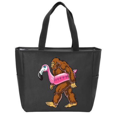 Pool Party Bigfoot Flamingo Wo Sasquatch Pink Float Zip Tote Bag