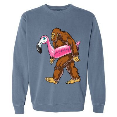 Pool Party Bigfoot Flamingo Wo Sasquatch Pink Float Garment-Dyed Sweatshirt