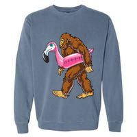 Pool Party Bigfoot Flamingo Wo Sasquatch Pink Float Garment-Dyed Sweatshirt
