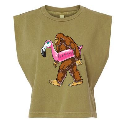 Pool Party Bigfoot Flamingo Wo Sasquatch Pink Float Garment-Dyed Women's Muscle Tee